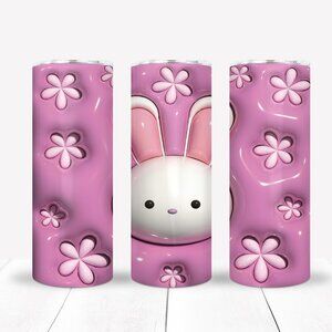 Cute Bunny in Pink Girls Cup, Kawaii Tumbler, Girls Travel Mug